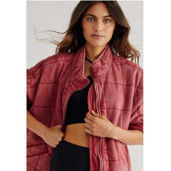 Free People Jackets & Blazers - Free People Dolman Quilted Knit Jacket - Red (Rare Color!)